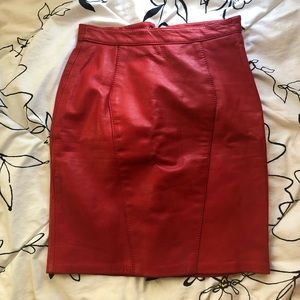 vintage high waisted red leather skirt